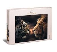 Ulmer Puzzleschmiede - Rumble in The Jungle - Impressionnant Puzzle de 2000 Pièces avec Lion et Tigre - Qui est Roi dans Le Royaume des Animaux - Chat Prédateur Magnifique