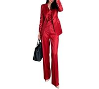 Ulnomio Femme Costume Trois Pièces Revers de Pointe Un Bouton Veste Gilet Pantalon Discours Ensemble Bureau