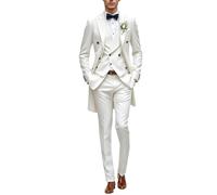 Ulnomio Hommes Ensemble de Costume de Mariage Trois Pièces Speech Peak Revers Veste à Boutons à Double Boutonnage Gilet Pantalon
