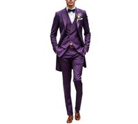 Ulnomio Hommes Ensemble de Costume de Mariage Trois Pièces Speech Peak Revers Veste à Boutons à Double Boutonnage Gilet Pantalon