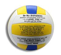 Uloveido À Ma Fille Ballon de volleyball avec mots d'inspiration Cadeau sportif de Maman Papa Y605 (Jaune)