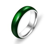 Uloveido Alliance classique unie en acier inoxydable avec émail vert rempli imitation jade 6 mm pour homme et femme, Size 10-Dia 19.8, Métal émaillé non précieux, Aucune pierre précieuse