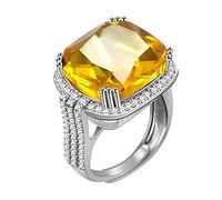 Uloveido Anniversary Wedding Statement Anneaux punk avec pierres précieuses créées par orange Promise Square Taille de l'anneau carré pour elle RA219, Regolabile, Métal non précieux pierre, Zircone
