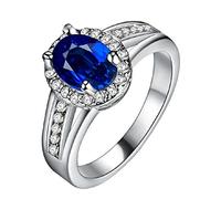 Uloveido Aucun poinçon Ovale Forme Ronde Blanc Bleu Zircone cubique