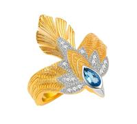 Uloveido Bague Aigle gothique dorée réglable - Bague biker Skyhawk avec aigue-marine simulée en forme de goutte, bijou protecteur pour femme homme YA6254