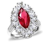 Uloveido Bague de cocktail tendance en forme de cœur/marquise/nœud/rond réglable en oxyde de zirconium pour femme, adjustable, Cristal Métal non précieux Cristal, Zircone cubique
