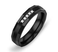 Uloveido Bague en acier inoxydable titane avec motif brique noire, alliance confortable pour couple pour homme et femme, P1/2(57mm), Métal, Zircone cubique