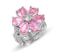 Uloveido Bague fleur goutte en zircon - Anneau rose superposé, bijou cocktail, fiançailles élégantes, mariage, design tendance YA6257 (Taille 51.9)