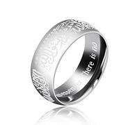 Uloveido Bague musulmane en acier inoxydable avec lettres arabes Shahada Mohammad dorées pour hommes et femmes - Allah - Largeur du bandeau de 8 mm - Y543, V1/2 (64.6mm), Métal, Zircone cubique