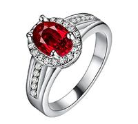 Uloveido Bagues de fiançailles en plaqué or blanc avec cristaux bleus rouges verts violets pour femmes et filles, R1/2(59.5mm), Cristal, Zircone cubique
