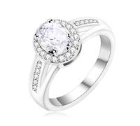 Uloveido Bagues de fiançailles en plaqué or blanc bleu rouge vert violet cristal promesse pour femme fille, N1/2(54.4mm), Métal, Zircone cubique