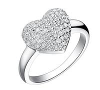 Uloveido Bagues délicates pour femmes en plaqué or blanc avec cœur d'amour et zircone cubique blanche - Bagues de promesse de mariage J070 (Taille L O Q S), R1/2(59.5mm), Cristal, Zircone cubique