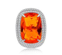 Uloveido Bagues réglables en oxyde de zirconium rectangulaire exagérée 20 x 30 mm pour cocktail ou fête, Cristal, Zircone cubique