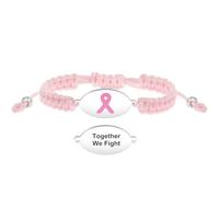 Uloveido Bracelet cancer du sein - Ruban rose avec message “Ensemble nous luttons” - Bracelet ajustable de soutien et collecte - Cadeau pour amies et survivantes