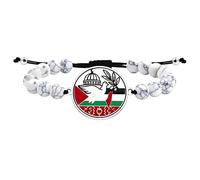 Uloveido Bracelet carte de Palestine avec perles de marbre blanc, cordon ajustable et pendentif drapeau et dôme, Cadeau culturel mixte YS6020