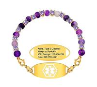 Uloveido Bracelet de perles craquelées en forme de cœur doré, bracelet de sauvetage d'urgence personnalisé, cadeau pour maman et papa, cadeau d'anniversaire, cadeau commémoratif Y3900-Y3909-1D, Pierre