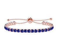 Uloveido Bracelet de tennis bleu saphir Pierre pour femme Classic plaqué or rose réglable Slider bracelet y4043