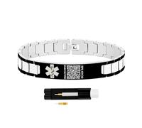Uloveido Bracelet d'Identification Médicale avec QR Code | Gravé Acier Inox | Infos Santé Personnalisées | Scan Urgences | Outil de Lien Inclus Y5310