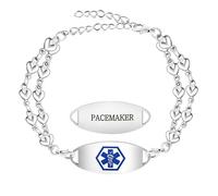 Uloveido Bracelet Double Cœur avec Gravure Personnalisée - Bijou d'Alerte Médicale pour Troubles Sanguins, Épilepsie, Diabète, Asthme, Santé Mentale, Allergies et Plus Y4026