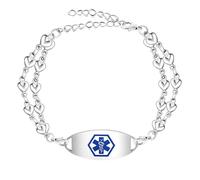 Uloveido Bracelet Double Cœur Gravé pour Médication Eliquis - Bijou de Santé Personnalisé pour Utilisateurs d’Eliquis, Alerte Médicale en Cas d’Urgence Y4026