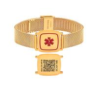 Uloveido Bracelet d'Urgence Femme avec Code QR Personnalisé, Style Milanais Doré, Acier Inox 21 cm, Identification Santé YA6040