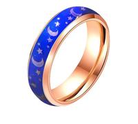 Uloveido Bracelet en acier inoxydable de 6 mm, forme confortable, sensible à la température, changement de couleur, bagues d'humeur, couleurs arc-en-ciel, N1/2(54.4mm), Métal, Aucune pierre précieuse