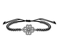 Uloveido Bracelet extensible en forme de trèfle à quatre feuilles en oxyde de zirconium - Fabriqué à la main - Pour femme, Laiton, Oxyde de zirconium