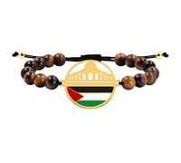 Uloveido Bracelet œil-de-tigre gravé avec carte de Palestine, Bijou arabe de foi, espoir et identité culturelle YS6020