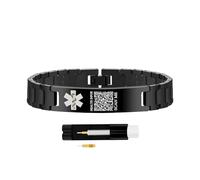 Uloveido Bracelet Médical avec Code QR | Gravé en Acier Inoxydable | Infos de Santé Personnalisées | Identification d'Urgence | Outil Suppression Liens Inclus Y5310
