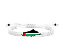 Uloveido Bracelet Palestine Fait Main Corde Blanche - Contour de Carte Réglable, Style Arabe Élégant YA5882