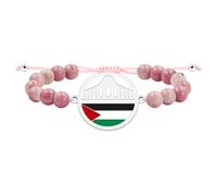 Uloveido Bracelet Palestine femme personnalisé avec perles roses, carte, Bijou islamique pour foi, unité et fierté YS6020