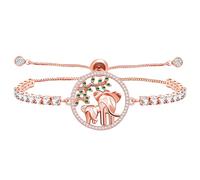 Uloveido Bracelet réglable plaqué or rose pour maman et bébé éléphant porte-bonheur arbre généalogique fermoir bolo bracelets de tennis pour femme, 24cm for Max, Métal, Oxyde de zirconium