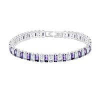 Uloveido Bracelet tennis baguette en oxyde de zirconium de 2,5 x 6 mm pour femme | Bracelet d'éternité classique en faux diamant taille émeraude taille 16,5 à 19,1 cm, 6.5 inch, Laiton, Oxyde de