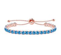 Uloveido Bracelet Tennis en cristal bleu clair plaqué or rose