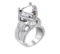 Uloveido Charme Amour Coeur Déclaration Bague Large Architecture Élevée Bande De Mariage Cocktail Fête Anneaux De Bal pour les Femmes (Taille 62.1) Y429