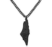 Uloveido Collier Carte de Palestine en Acier Inoxydable - Pendentif Foi en Calligraphie Arabe, Bijou Islamique du Moyen-Orient pour Usage Quotidien YA5136