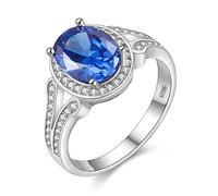 Uloveido Créé Blue Sapphire Engagement Princesse Diana Kate Middleton Bague En Argent Sterling 925 pour Femmes FJ043