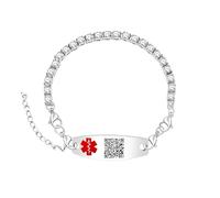 Uloveido éditable QR code médical alerte bracelet de tennis pour les femmes, argent et or options de couleur, bijoux d'identification de santé personnalisé scannable,