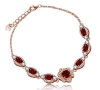 Uloveido FB051 Bracelet en argent sterling 925 avec grenat naturel et améthyste, pierre de naissance, anniversaire avec boîte cadeau, 18.5 inch, Cristal, Grenat