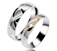 Uloveido Femme Acier Coeur en acier inoxydable pour hommes et femmes avec costume véritable alliance de couple y552 (taille 62.1)