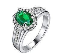 Uloveido Femme Aucun poinçon Laiton oval Forme ronde Vert Oxyde de Zirconium