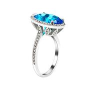 Uloveido Femme Filles Mother Fille Friend Laiton Ovale Ronde Bleu Incolore Oxyde de Zirconium