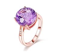 Uloveido Femme Maman Fille Mariée. 0.925 Argent sterling Ronde Rond brillant Violet Blanc Citrine