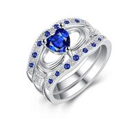 Uloveido Femme Mixte Aucun Laiton Cœur Ronde Bleu Blanc Oxyde de Zirconium