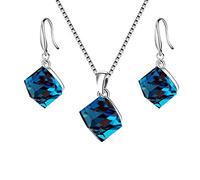 Uloveido Femme mum 925 Argent sterling Carré Bleu Cristal