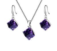 Uloveido Femme mum 925 Argent sterling Carré Violet Cristal