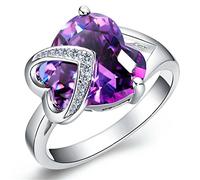 Uloveido Femme NA Laiton Cœur Ronde Blanc Violet Oxyde de Zirconium