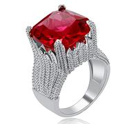 Uloveido Femme Plaqué platine Carré Rouge Oxyde de Zirconium