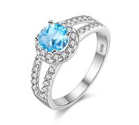 Uloveido J510 Bague de fiançailles creuse de couleur argentée avec grand diamant simulé pour filles et femmes, Cristal, Zircon cubique
