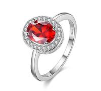 Uloveido Jolie bague solitaire - Imitation diamant taille coussin ru t zircone rouge Ton argent Bague de cocktail Alliance Taille L O Q S PJ4262, R1/2(59.5mm), Cristal, Zircone cubique